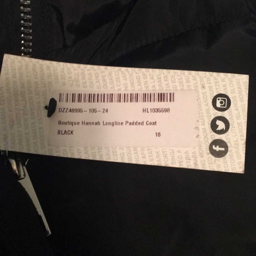 Black Longline Padded Coat - Picture 2 of 2